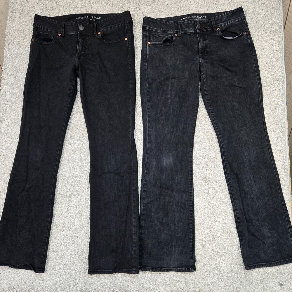 American Eagle Kick Boot stretch Jeans Womens 12 Long (33x32) Dark Wash Lot Of 2